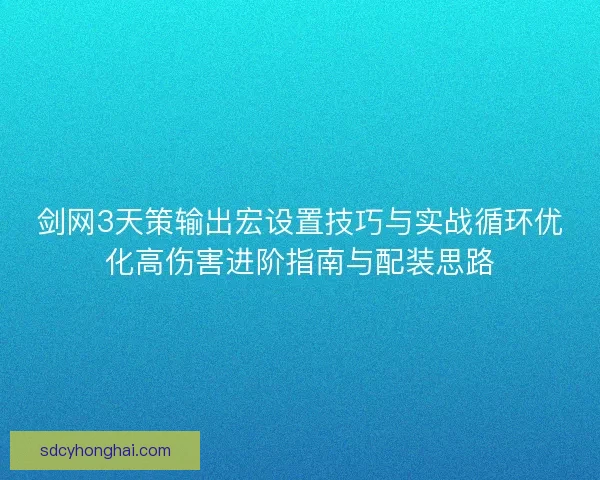 剑网3天策输出宏设置技巧与实战循环优化高伤害进阶指南与配装思路