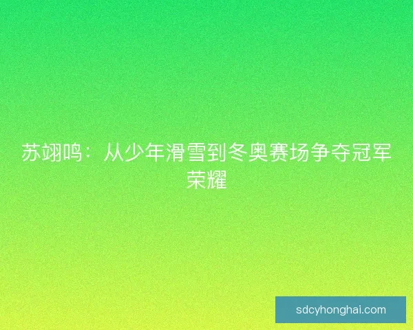 苏翊鸣：从少年滑雪到冬奥赛场争夺冠军荣耀