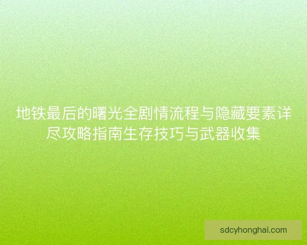 地铁最后的曙光全剧情流程与隐藏要素详尽攻略指南生存技巧与武器收集