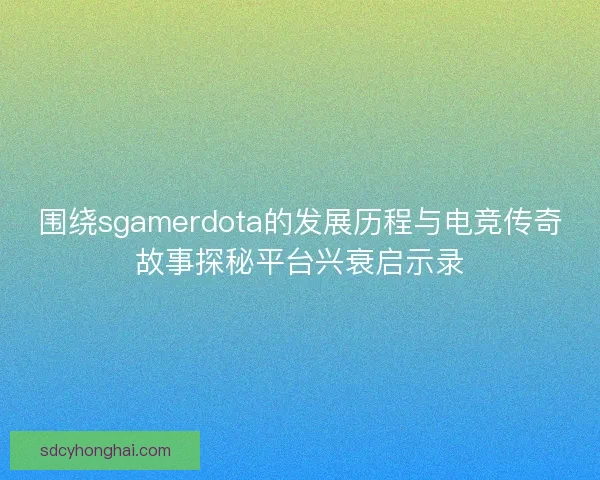 围绕sgamerdota的发展历程与电竞传奇故事探秘平台兴衰启示录